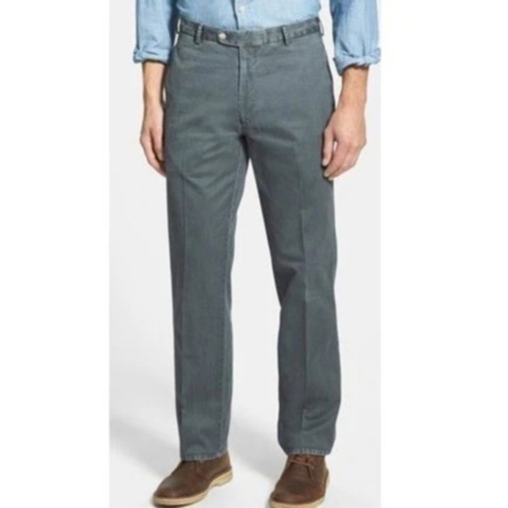 PETER MILLAR RALEIGH WASHED TWILL FLAT FRONT PANT navy blue size 35x30 F